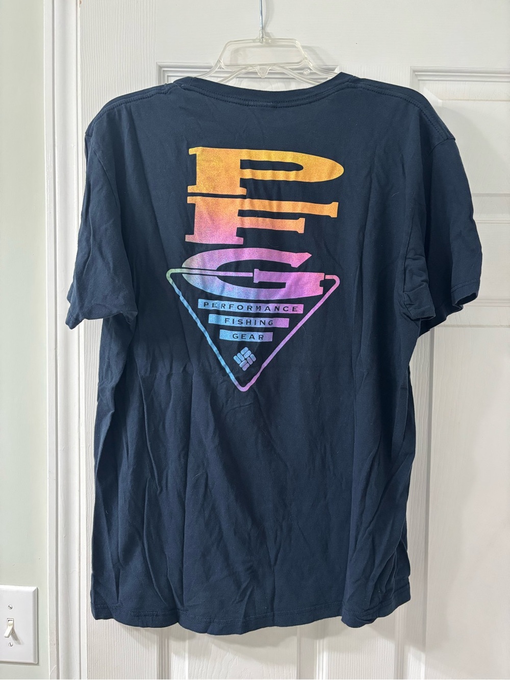 Columbia Navy Short Sleeve Tee with Rainbow Gradient Logo